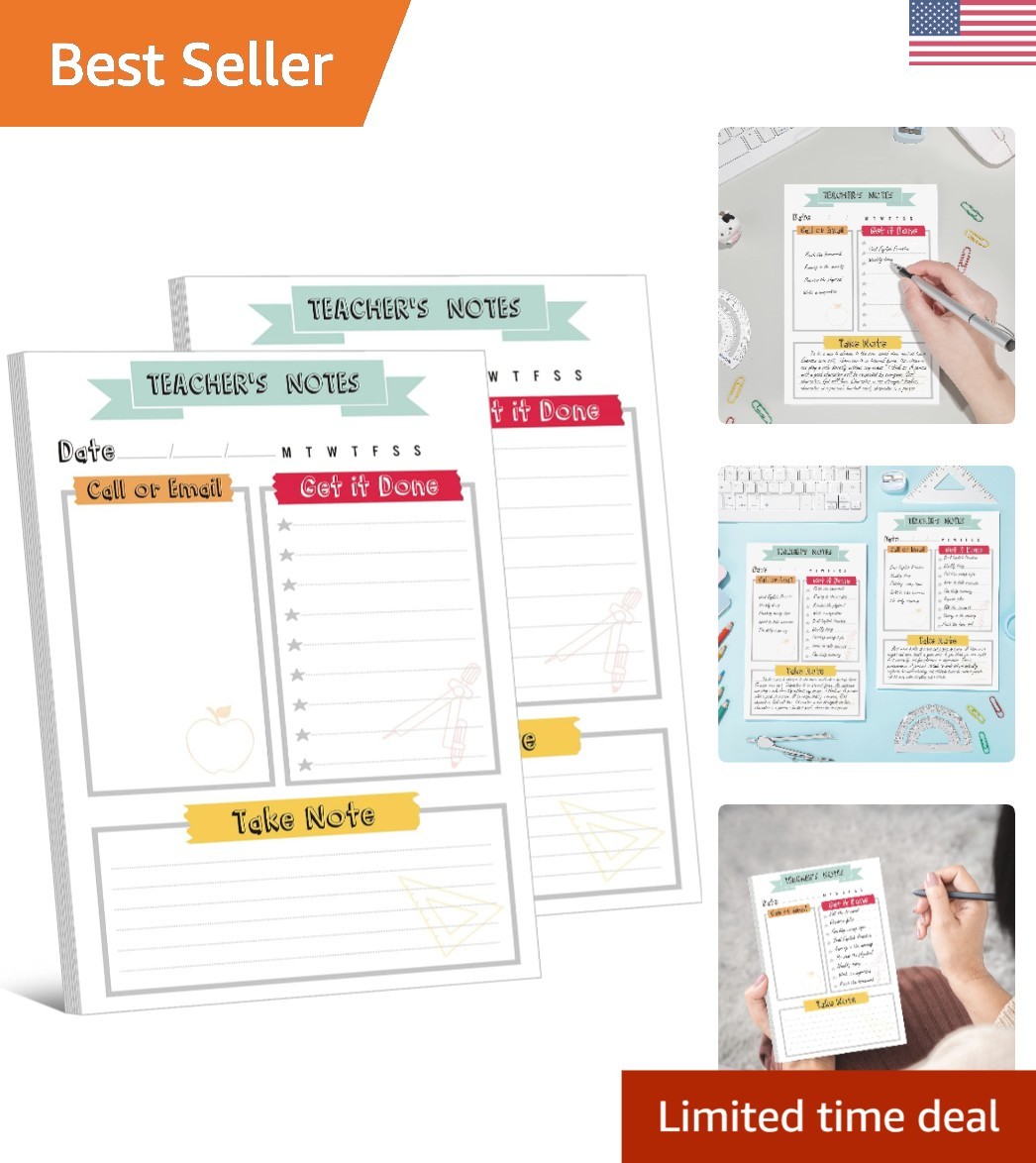 2 Pack Teacher To-Do List Notepad 5.9x8.7 Inch | Perfect Appreciation Gift