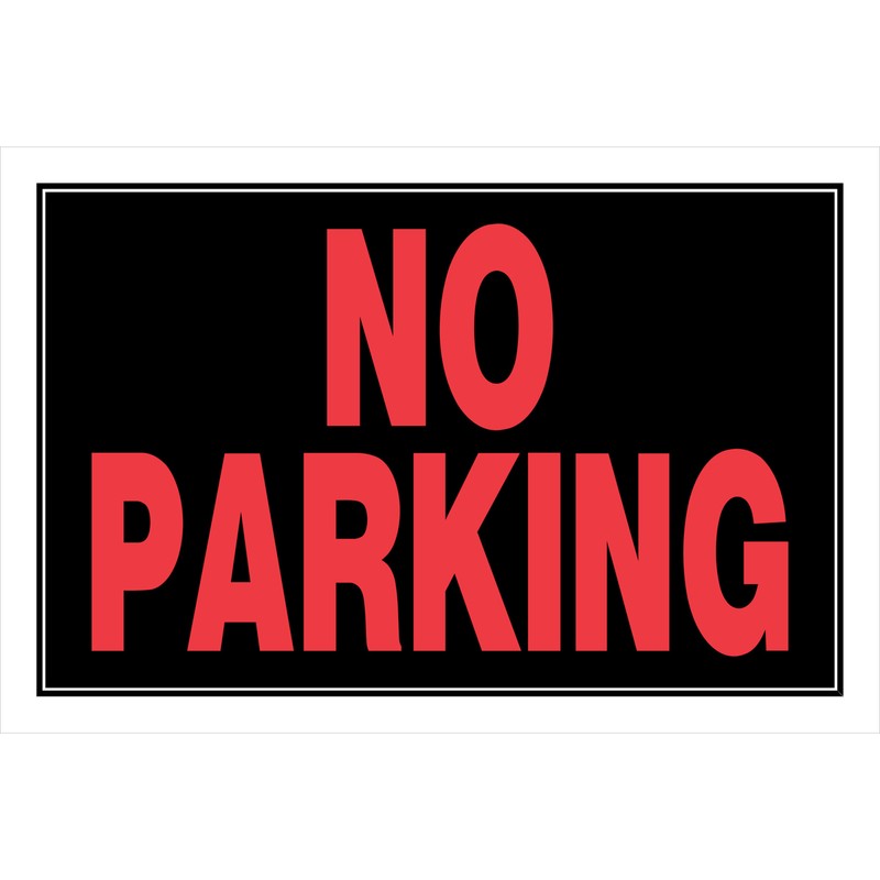 Hillman English Black No Parking Sign 8 in. H X 12 in. W (6-PACK)