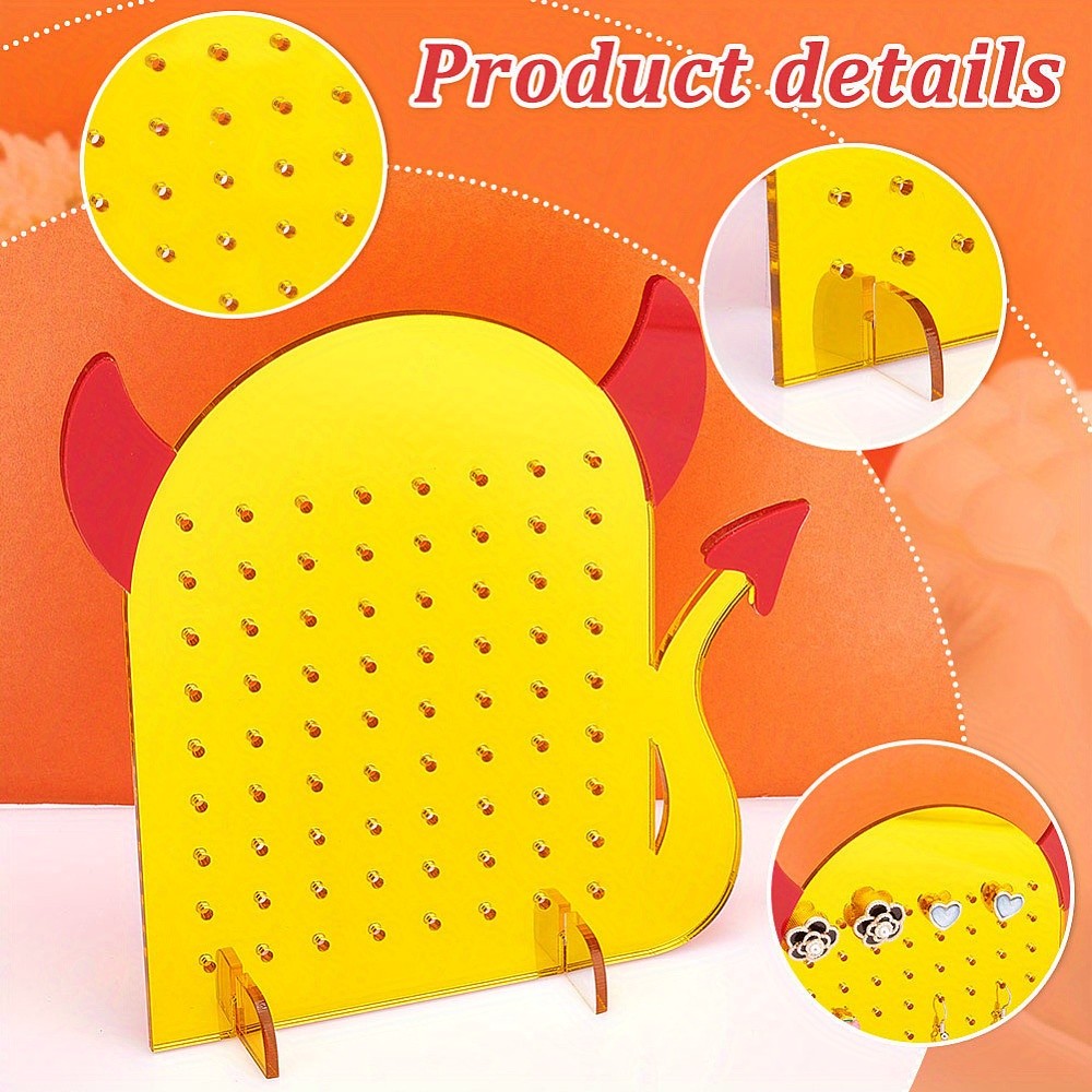 1set Acrylic Earring Display Stands Earring Organizer Holder Red Monster Pattern