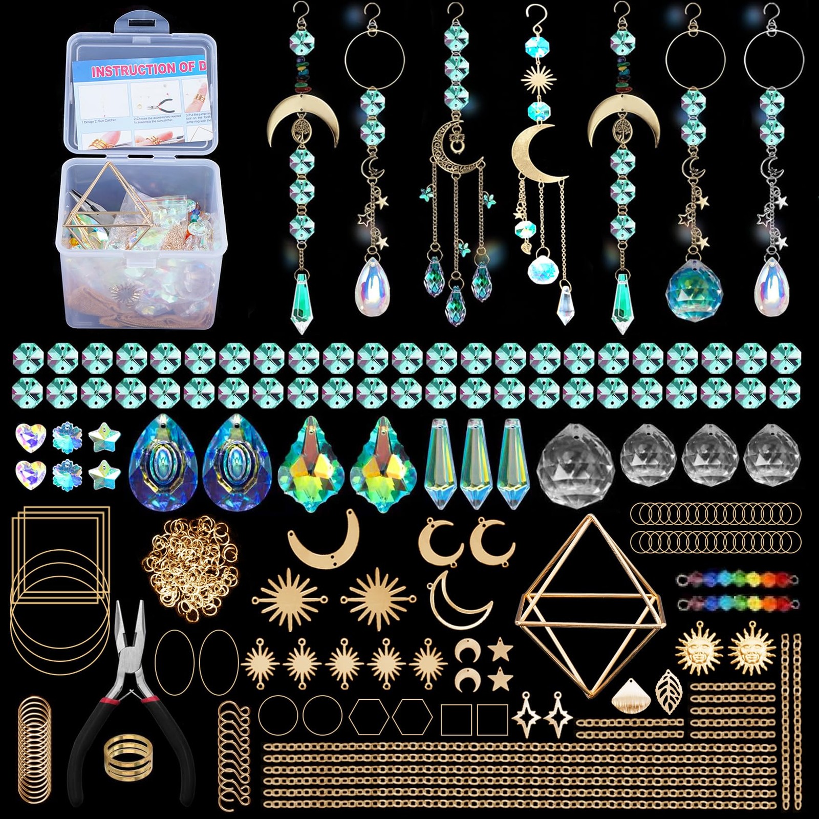 DIY Suncatcher Making Kits, 400 pcs Crystal Sun Catchers Crafts with Hooks Ch...