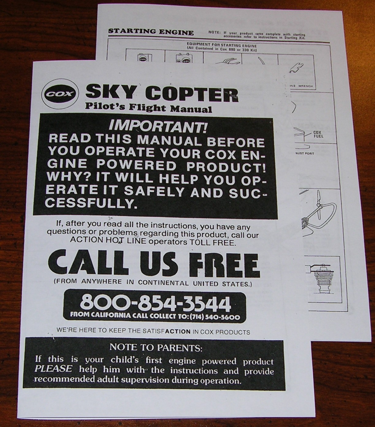 COX .020 SKY COPTER PILOT'S FLIGHT MANUAL INSTRUCTIONS 020