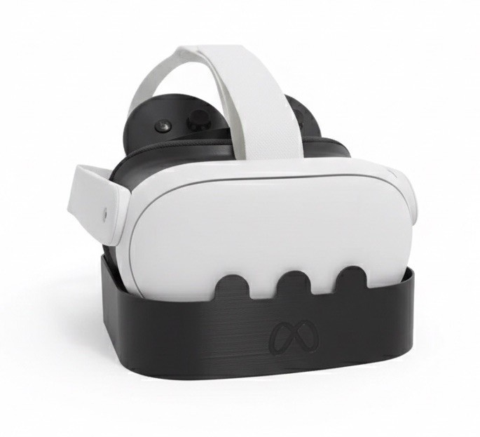 Meta Quest 3 Virtual Headset Holder Display Stand Storage Holds 2 Controllers
