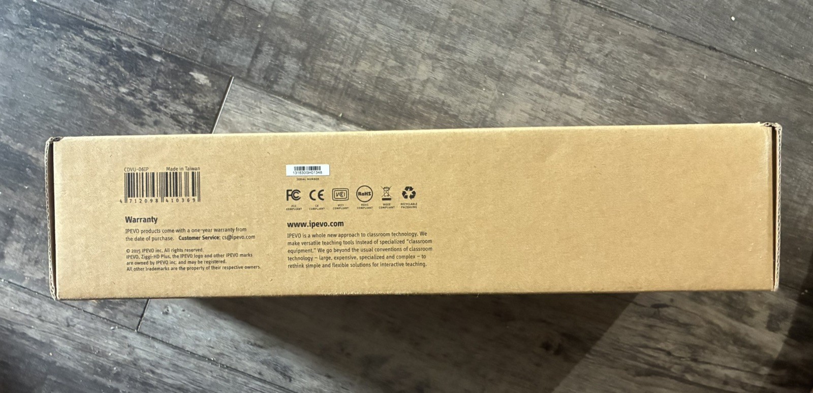 IPEVO Ziggi HD Plus USB Document Camera CDVU-04IP only one box