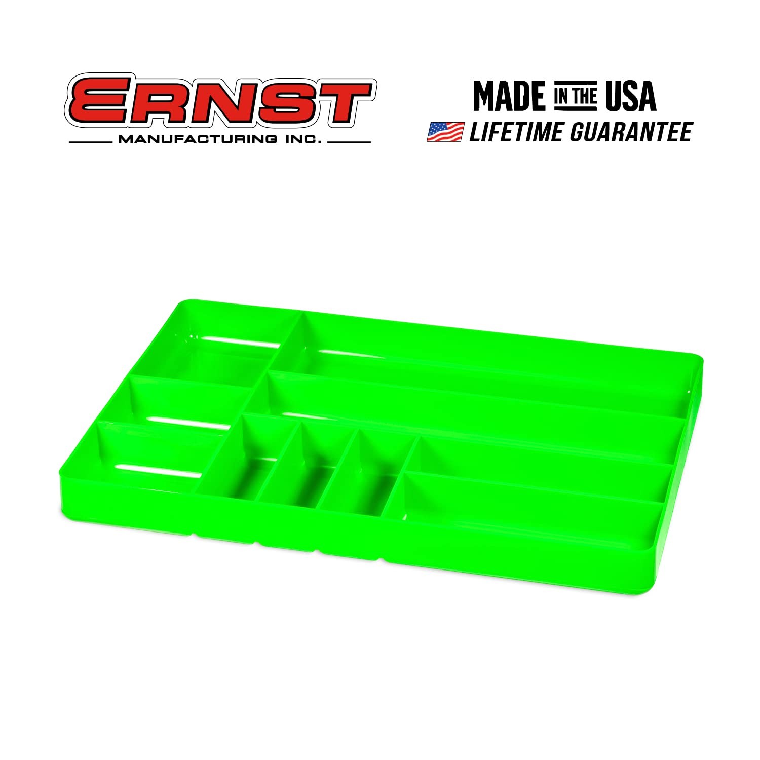 ERNST Tool Organizer Tray, Green, 10-Compartments, Storage, Garage, Workshop,...
