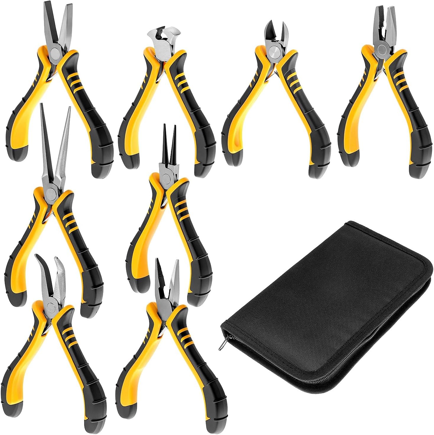 Jewelry Pliers Set, 8-Piece Mini Jewelry Making Tool Kit with Storage Bag, Flat
