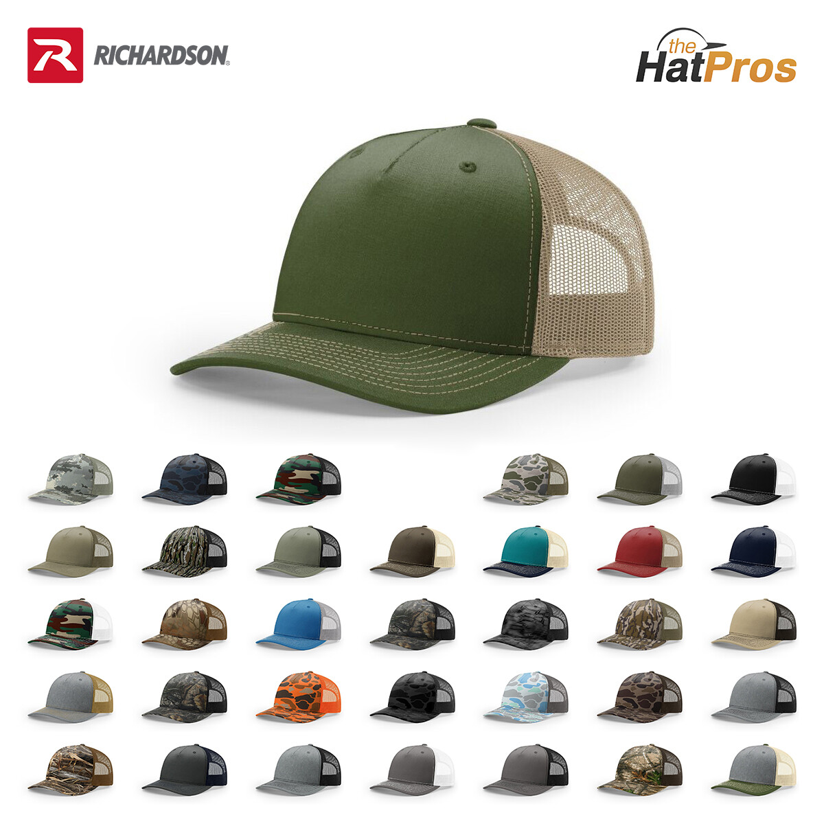Richardson 112PFP 5 Panel Trucker Hat Snapback Mesh Back Rope Cap Adjustable