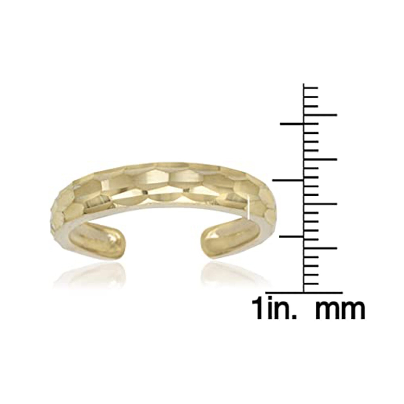 Solid 10K Yellow or White Gold Adjustable Diamond-Cut Band Toe Ring, sparkly