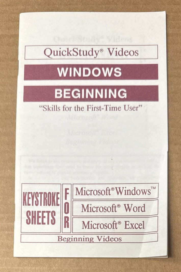 Quickstudy Videos : Windows Beginning “Skills For The First-Time User” (GOOD)