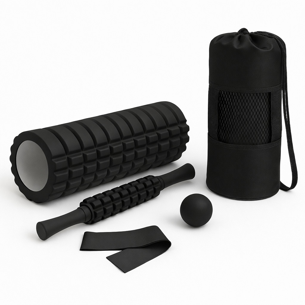 5-in-1 Deep Tissue Foam Roller Set with Massage Ball, Stick & Stretch Strap