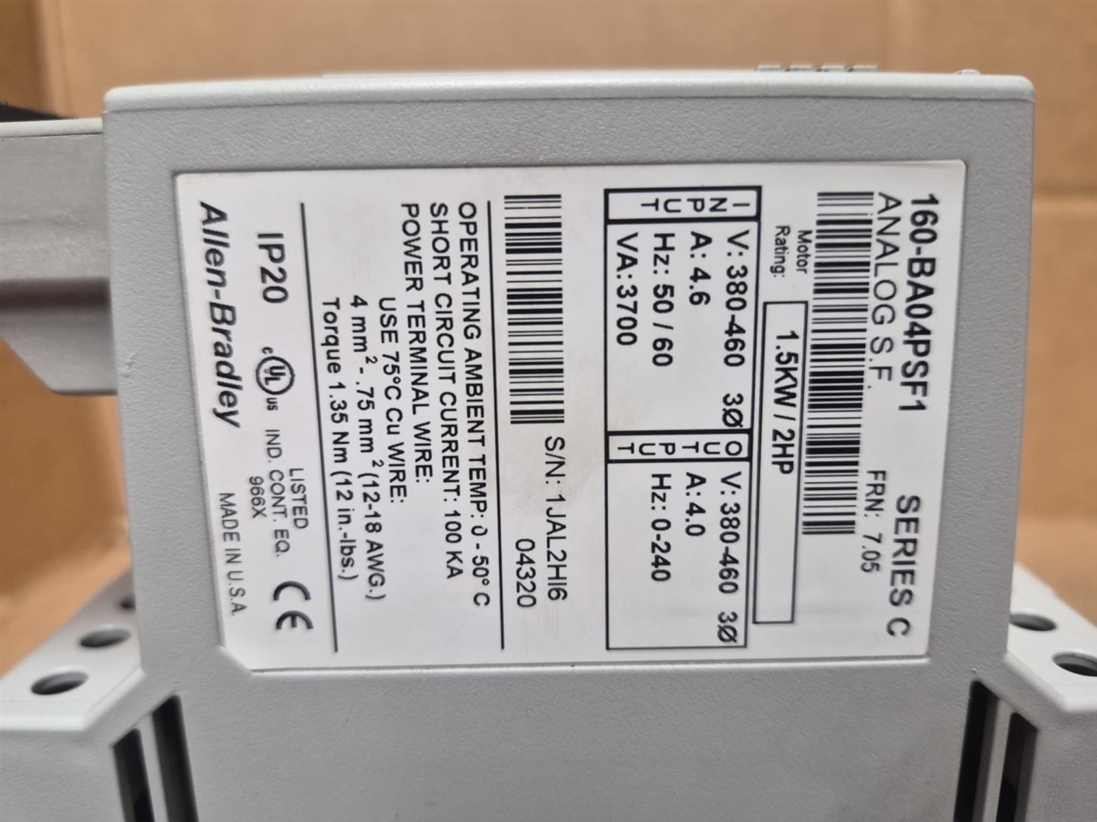 Allen Bradley 160 SSC Variable Speed Drive Cat. No. 160-BA04PSF1