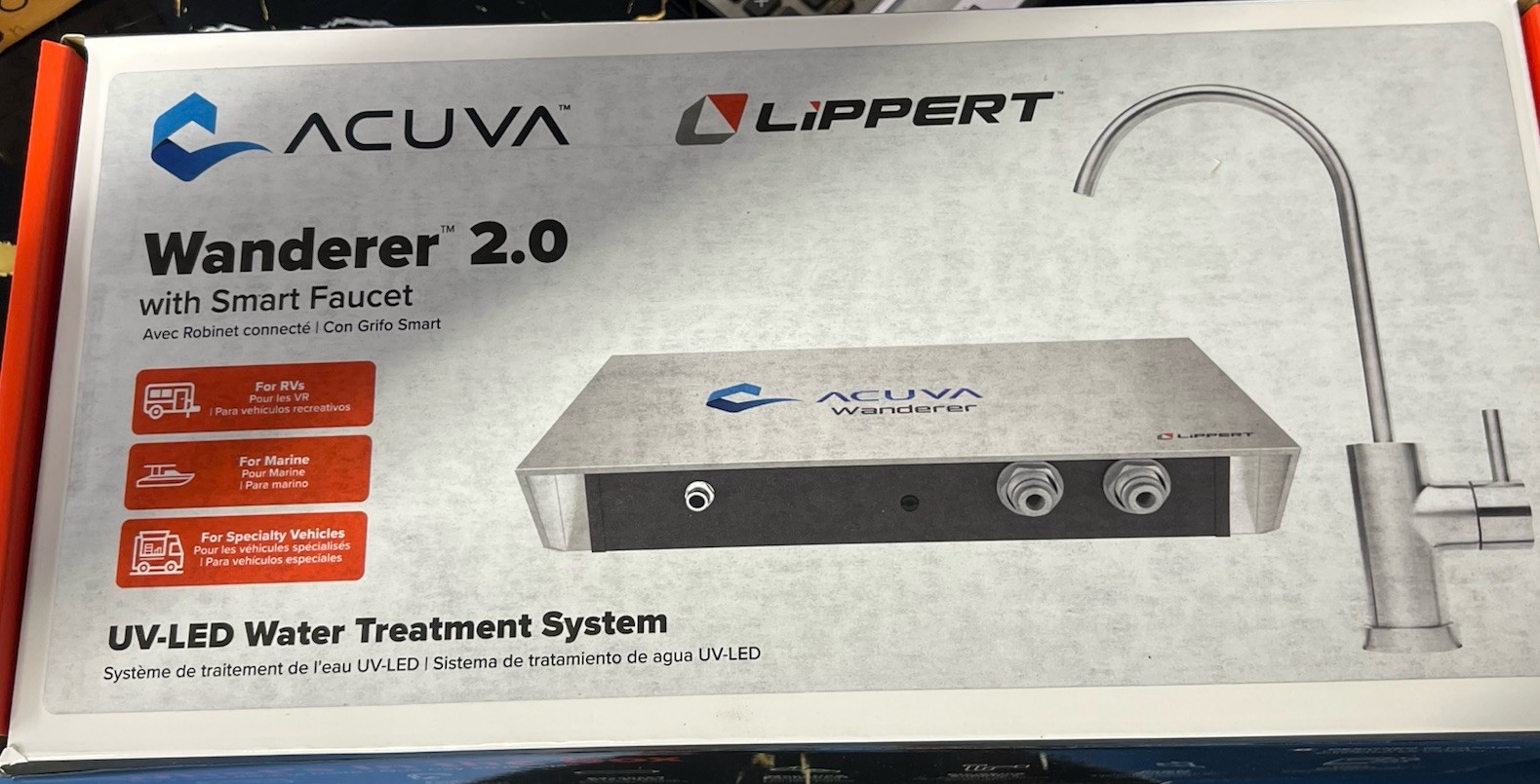 Lippert Wanderer 2.0 Acuva RV Water Purifier UV-LED W/ Smart Faucet 12V Camper