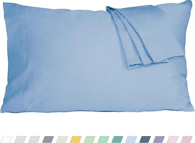 Pillow Cases, Standard Queen Size Cotton Percale Weave Pillowcases, Pre-Shrunk