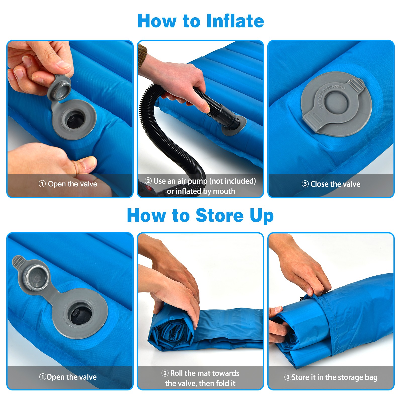 Inflatable 3 Inch Camping Sleeping Pad Waterproof & Comfortable Sleeping Mat