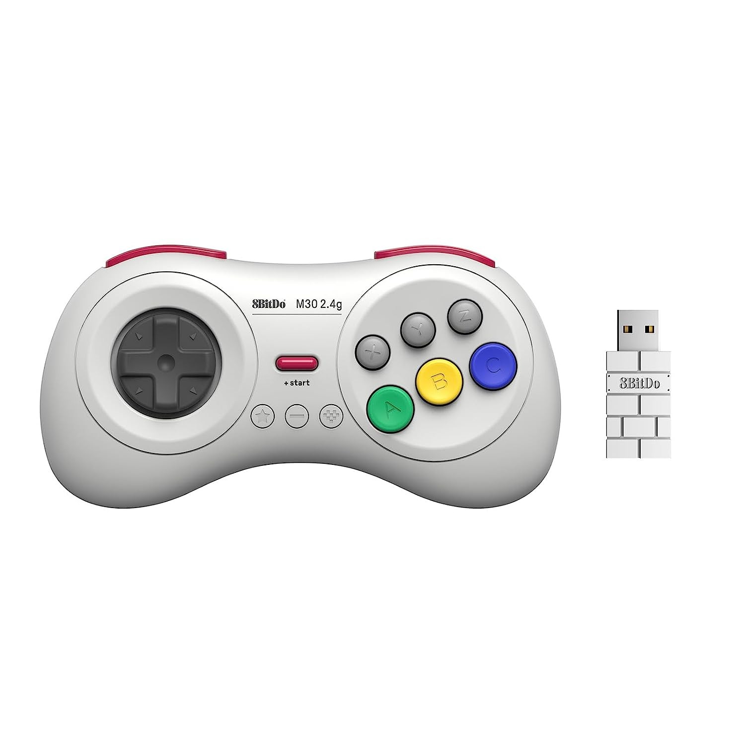8Bitdo M30 Wireless Controller for Sega Genesis Mini, Nintendo Switch - White