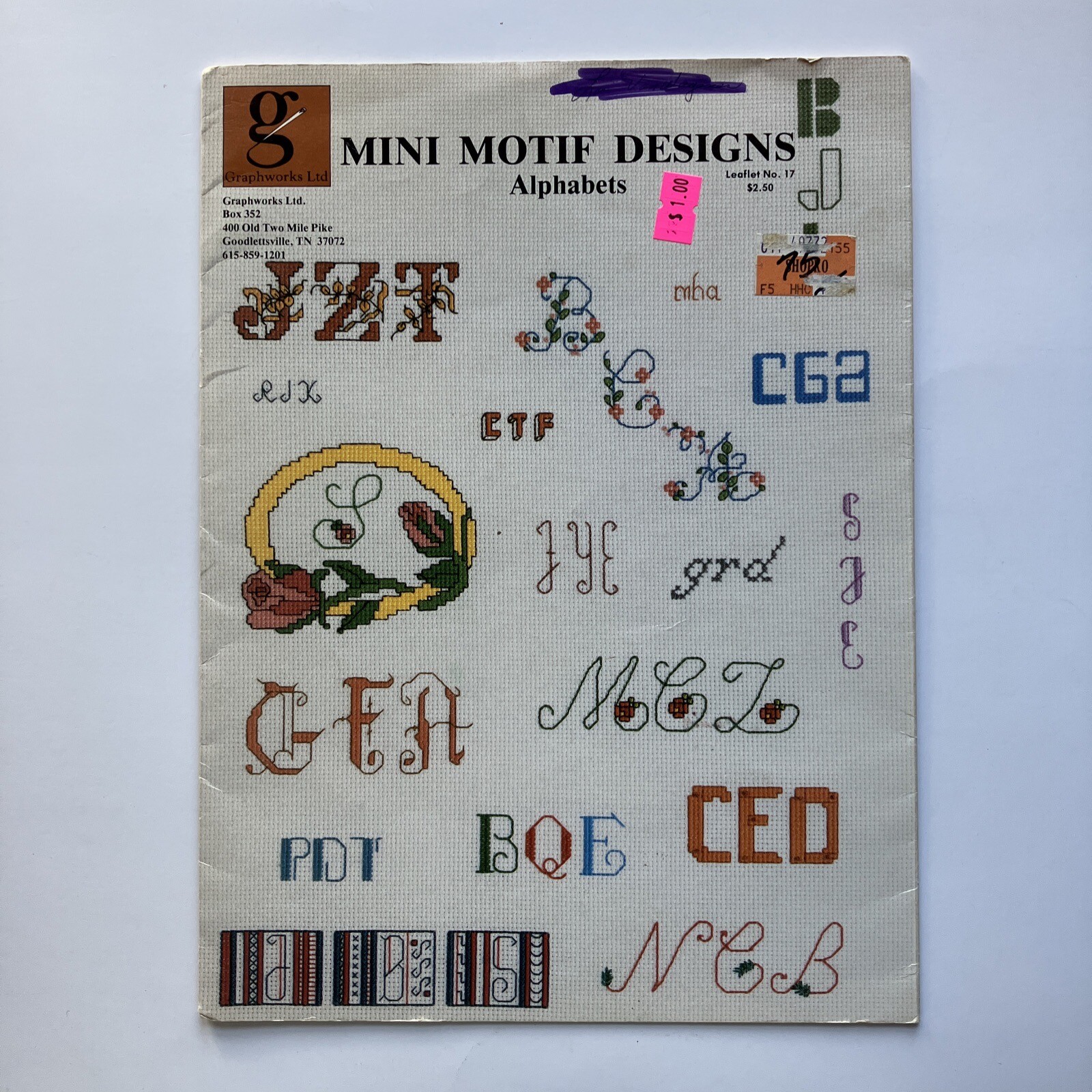 Vintage Graphworks Ltd Mini Motif Designs Alphabets Leaflet #17