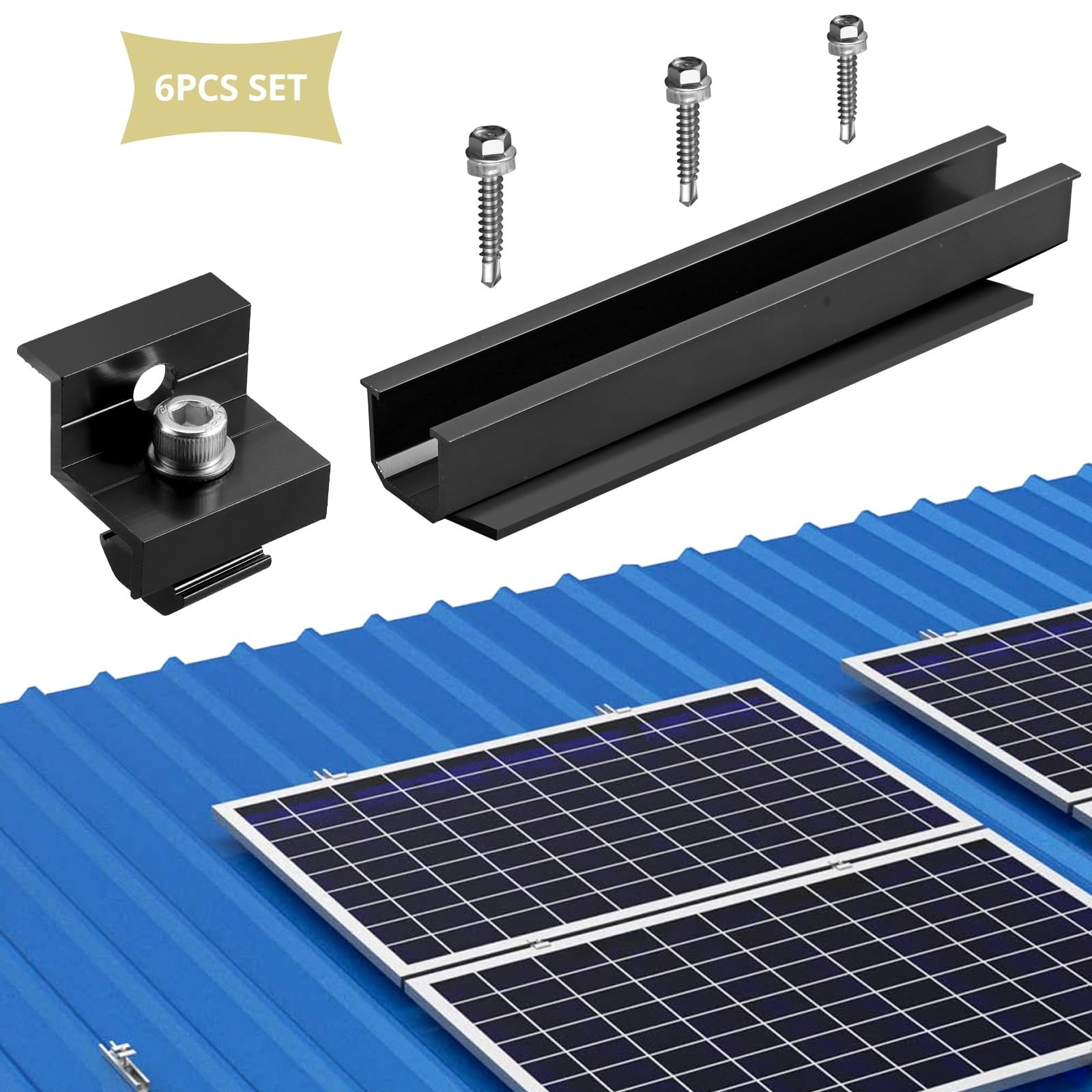 Anbte Solar Panel Bracket Kit, 6 Pcs 7.87 in Aluminium Solar Panel Mounting R...