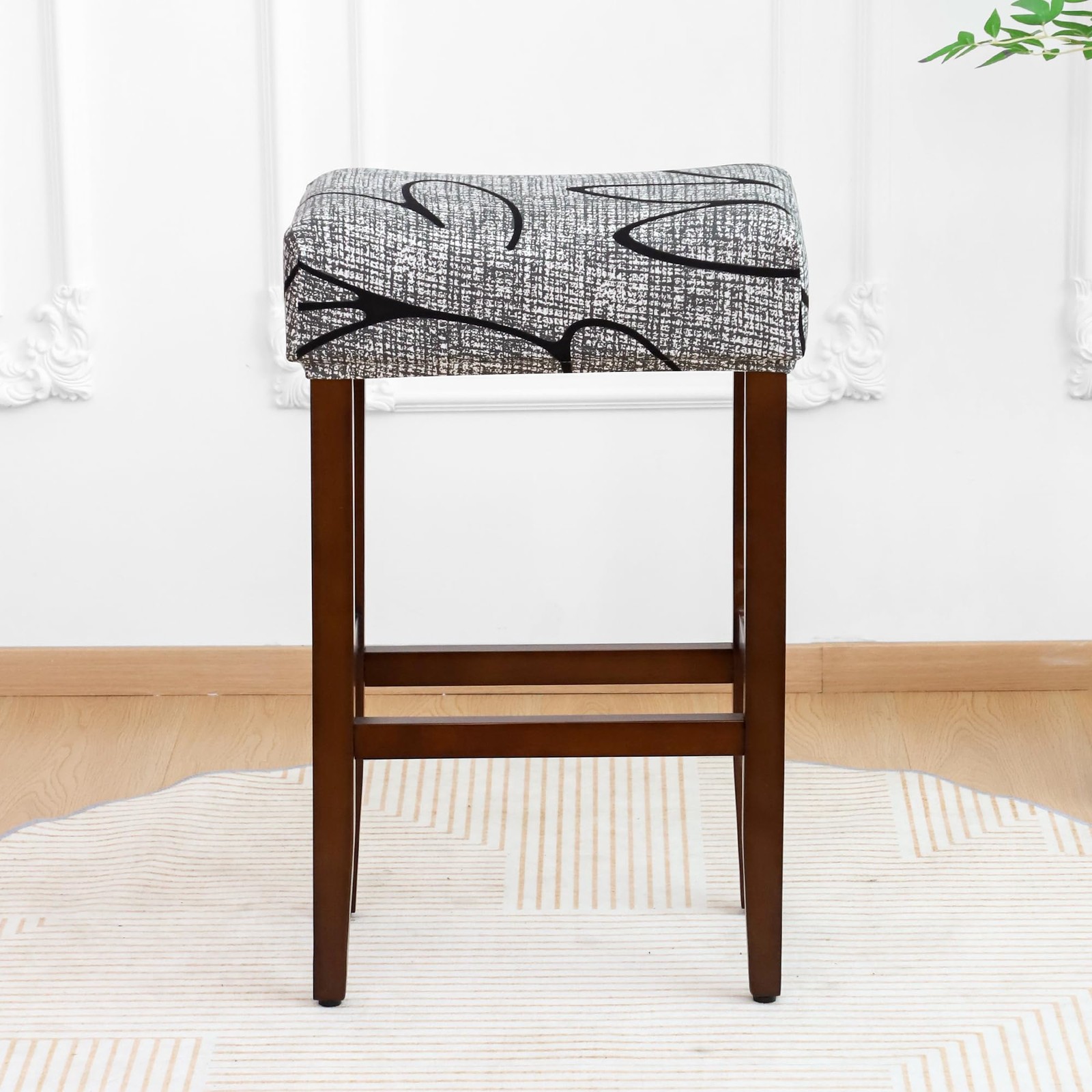 Waterproof Bar Stool Covers Rectangle Set of 4 Stretchable Patterned Seat Cov...