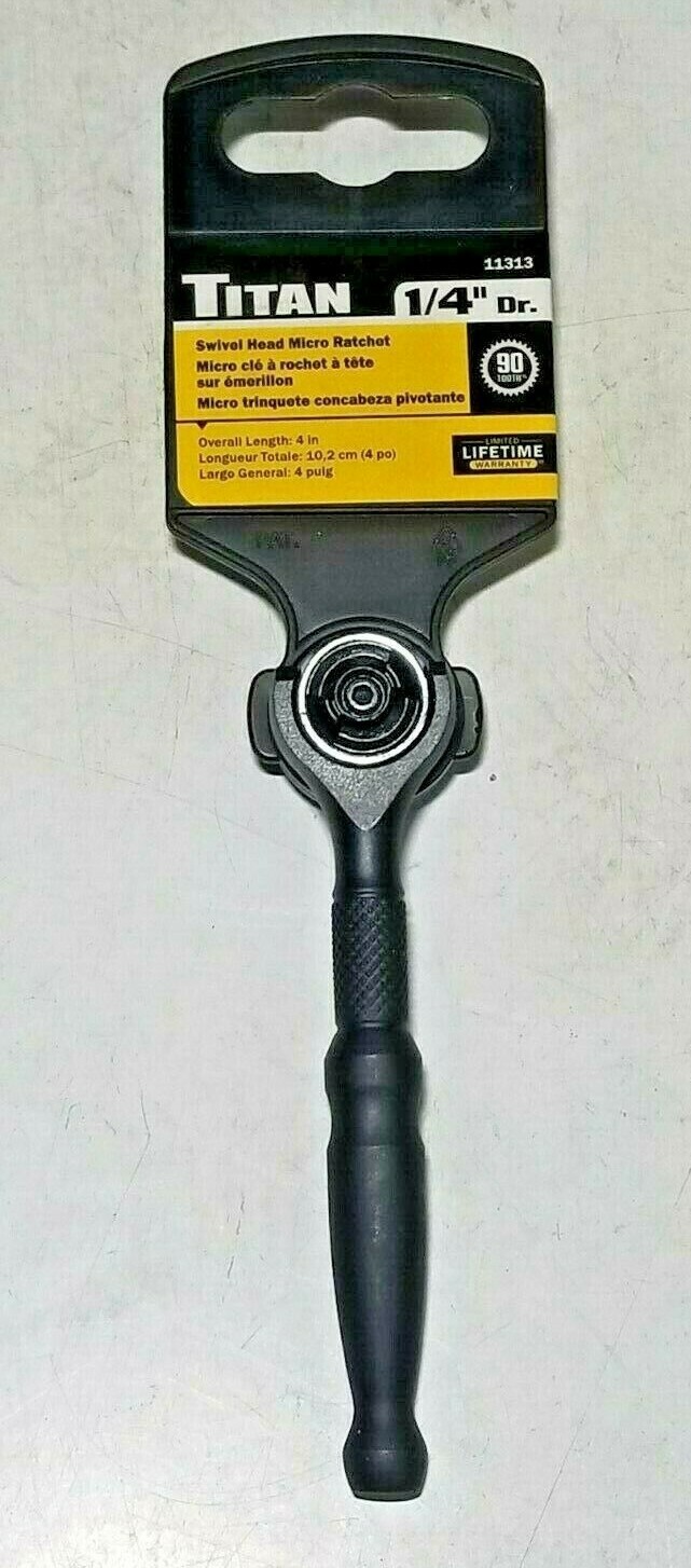 Titan Micro 1/4" dr 90 Tooth Reversible Ratchet with Rotating Head #11313