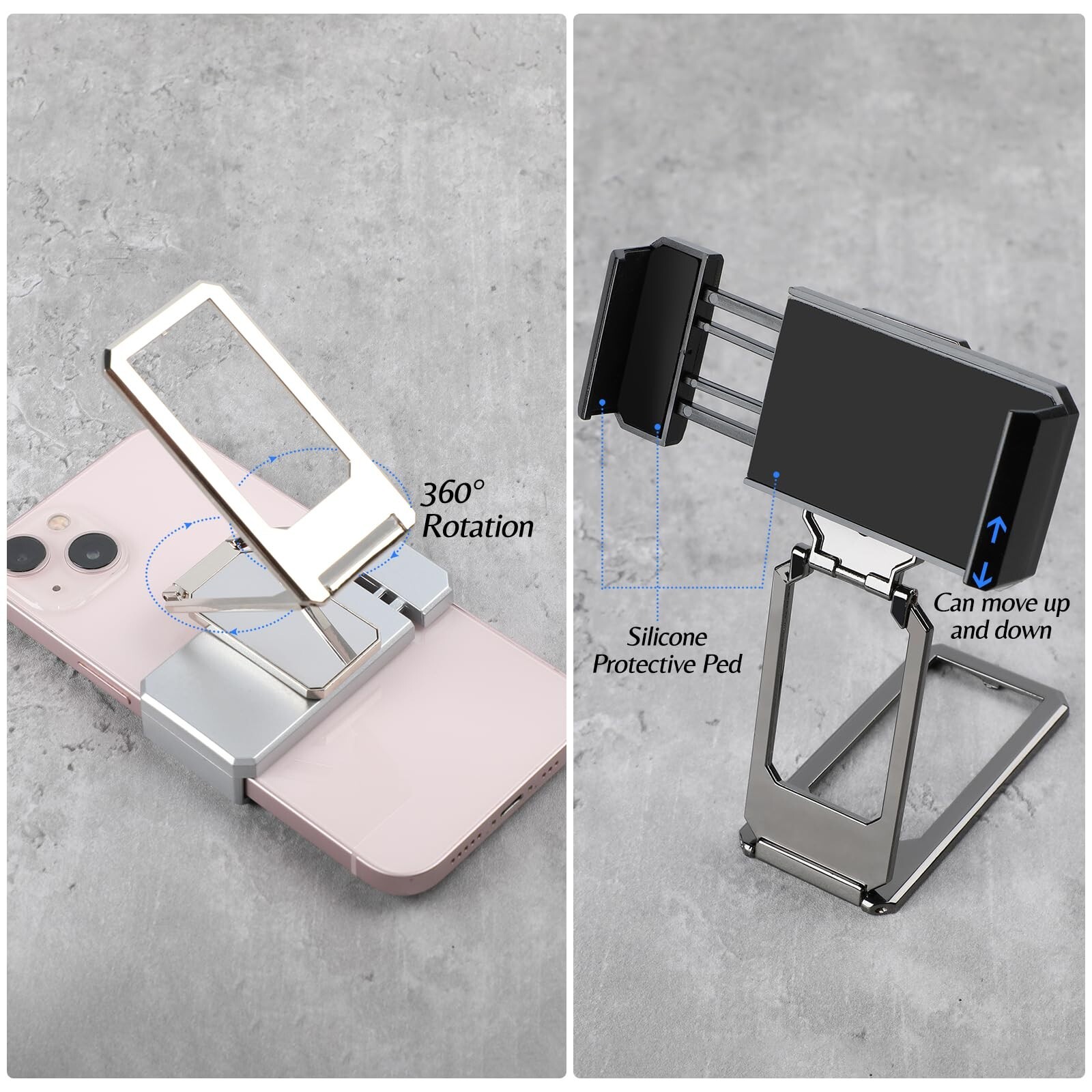 New Upgraded Back Clip Type 360 Folding Bracket Cell Phone Stand Adjustable Desk