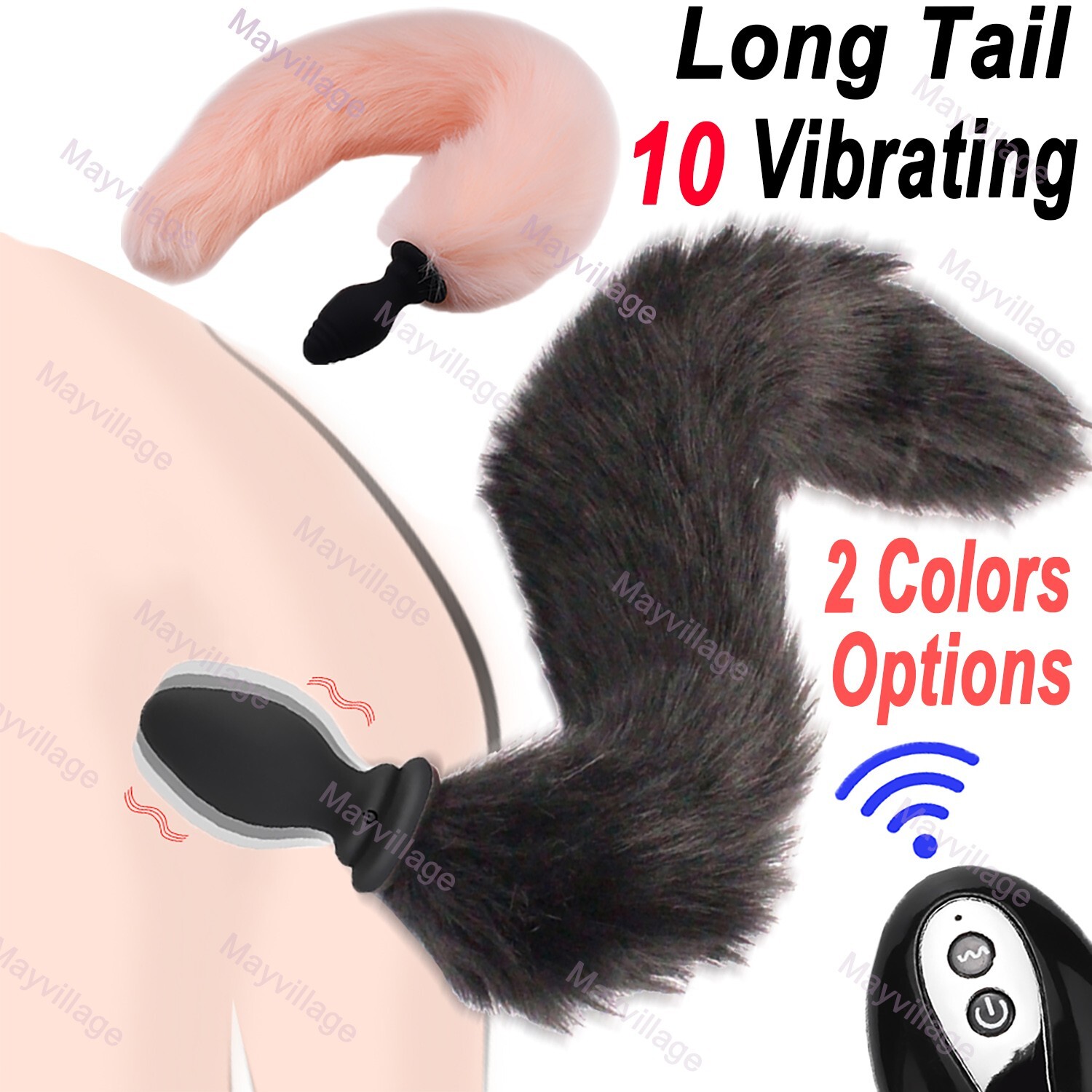 BDSM Fox Tail Anal Butt Plug Vibrator Cosplay Fun G-spot Dildo Sex Toy for Women