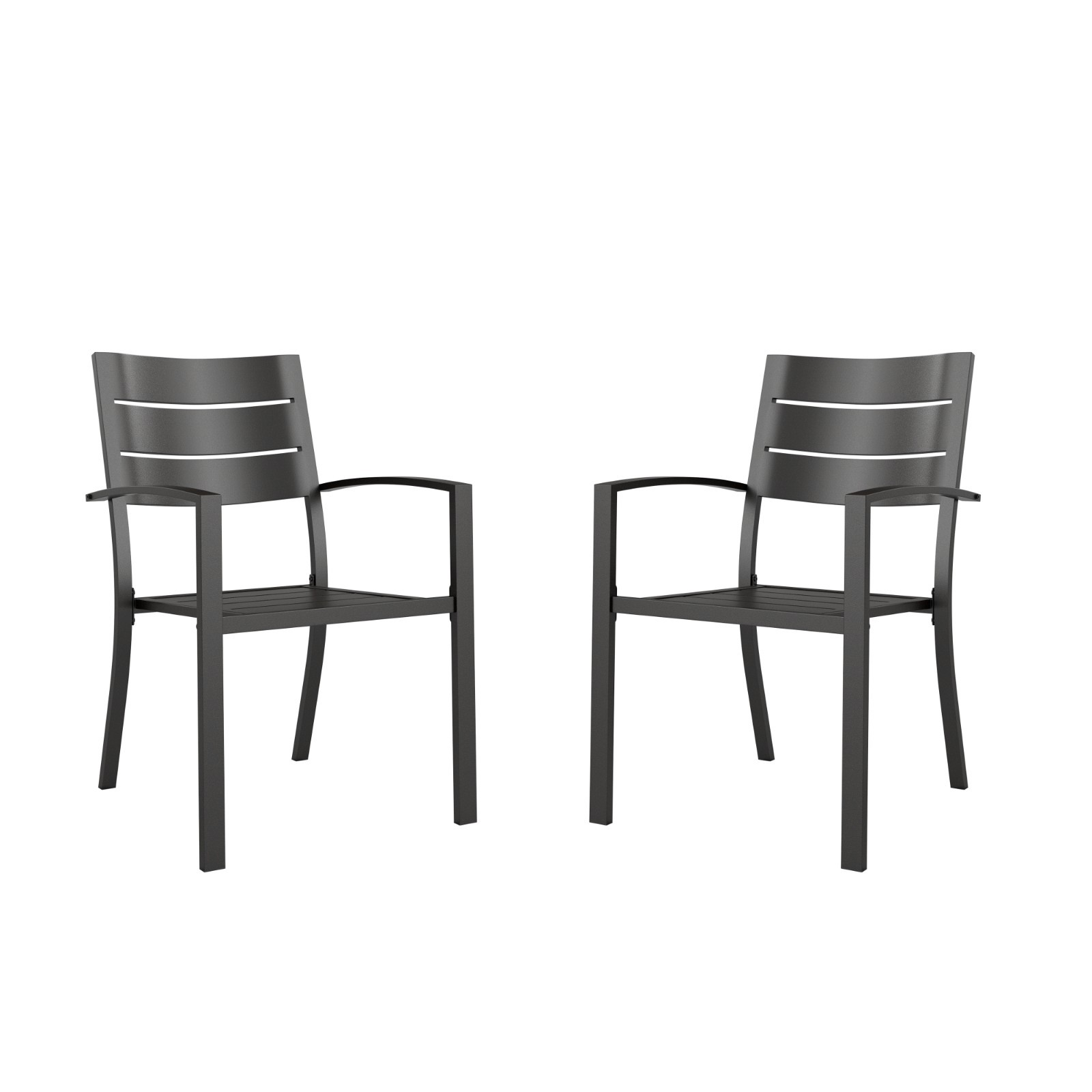 Patio Chair Set of 2 Stackable Metal Chairs Waterproof Outdoor Dining Chairs