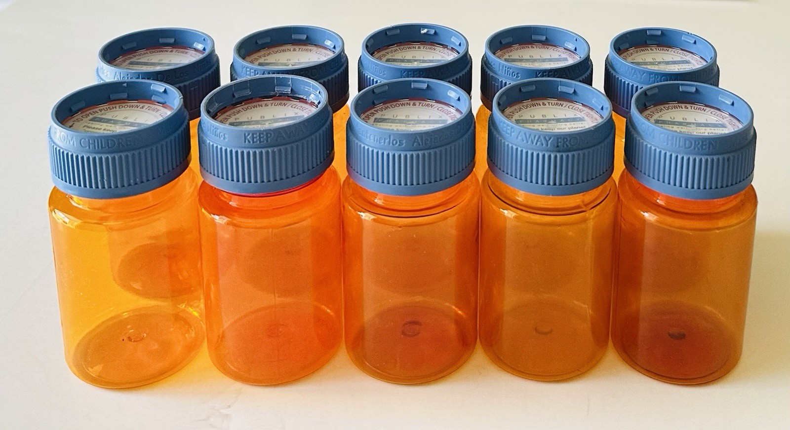Lot of 10 Empty Clean Amber Prescription Rx Pill Bottles Crafts & Hobby
