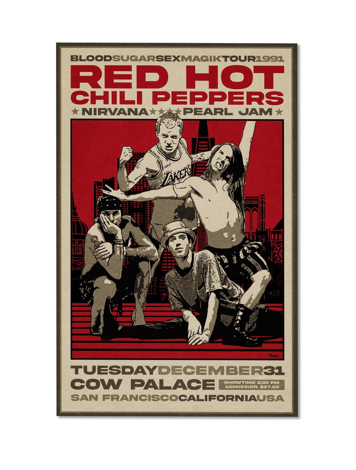 Red Hot Chili Peppers 1991 Tour Poster Art Print – Blood Sugar Sex Magik Era