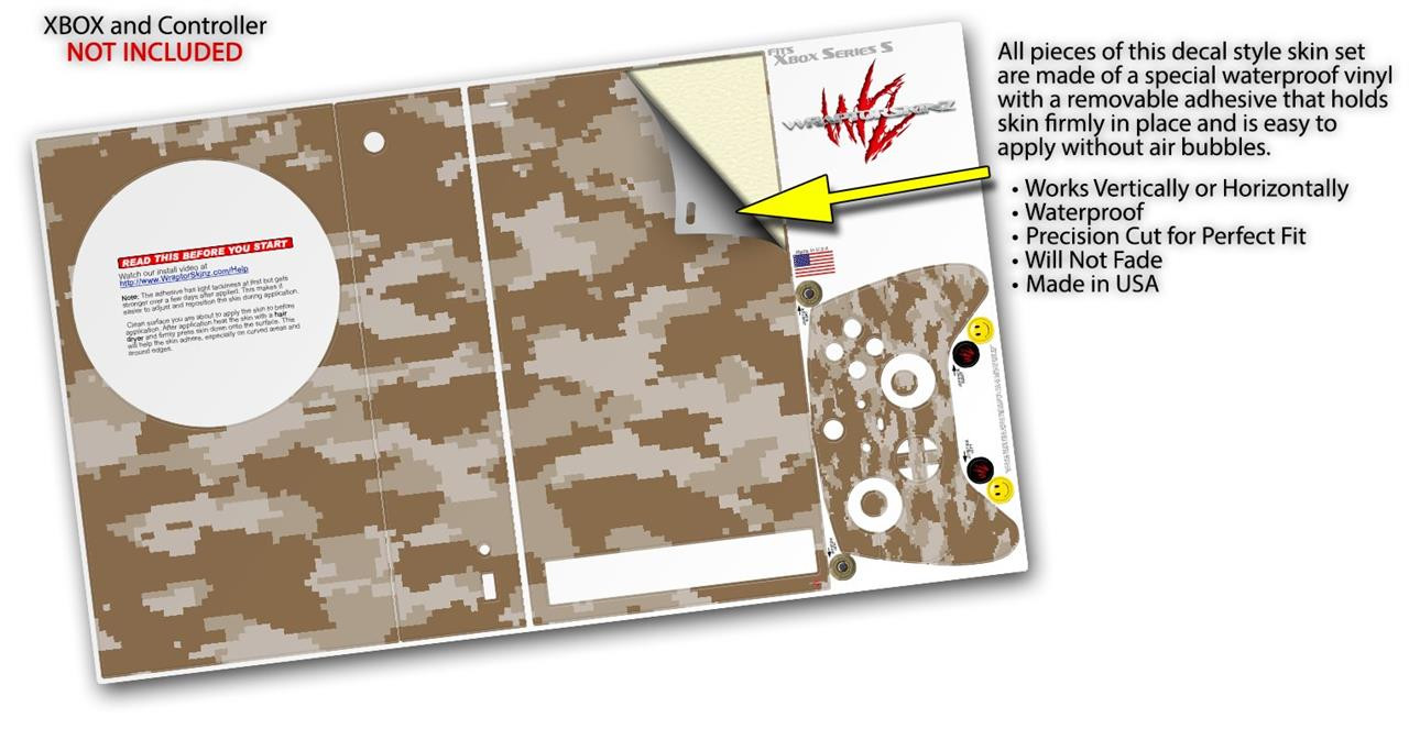 Skin Wrap for XBOX Series S Console Controller Digital Camo Desert