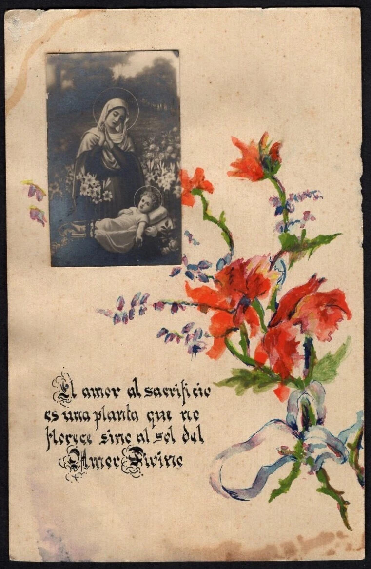 Holy card antique de la Virgin santino image pieuse estampa