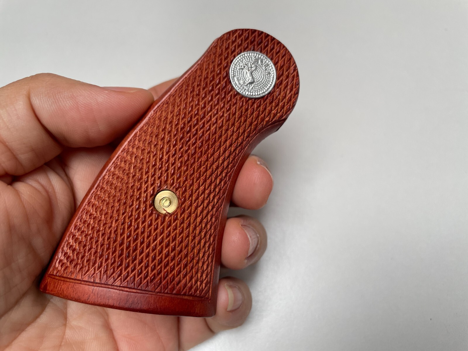 New Grips For Colt Python grips ,Checker Hard wood Silver medallion