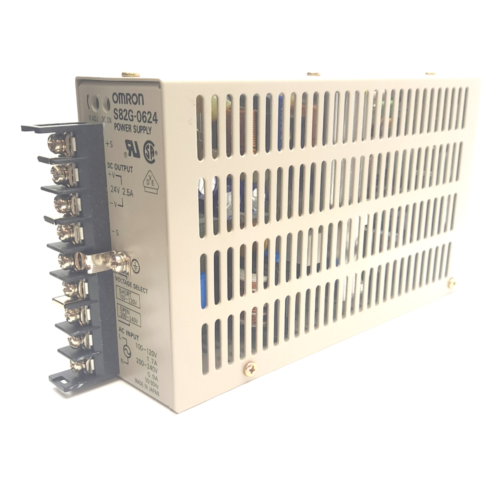 Omron S82G-0624 Power Supply 100-120/200-240V AC Input, 24VDC 2.5A Output