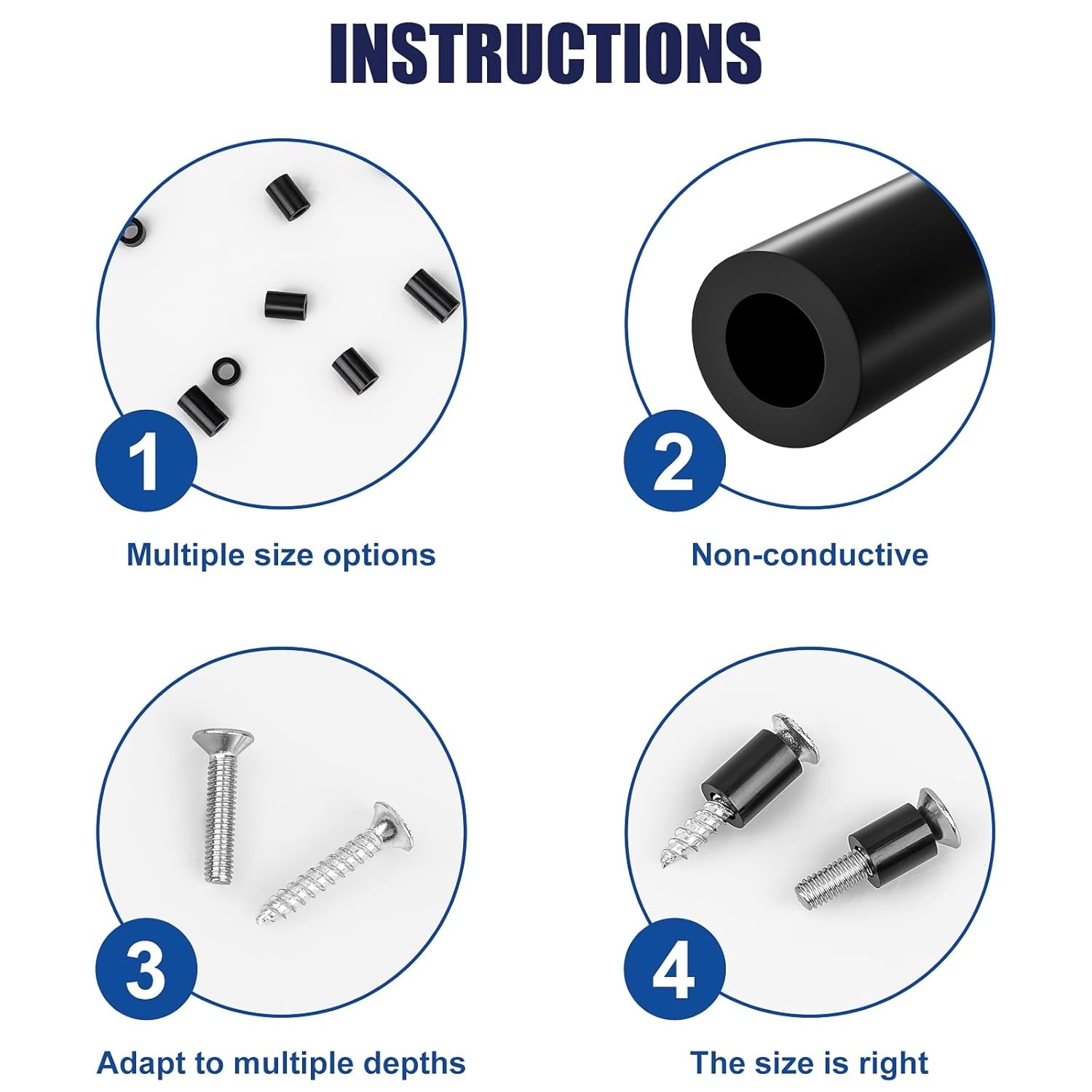 345 Pcs Black Nylon Electrical Outlet Spacers Kit