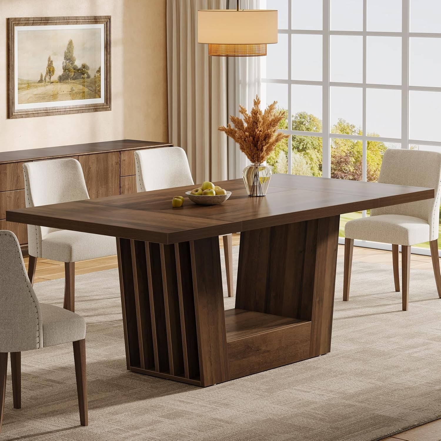 63-Inch Rectangular Dining Table for 4-6 Farmhouse Kitchen Table for Dining Room