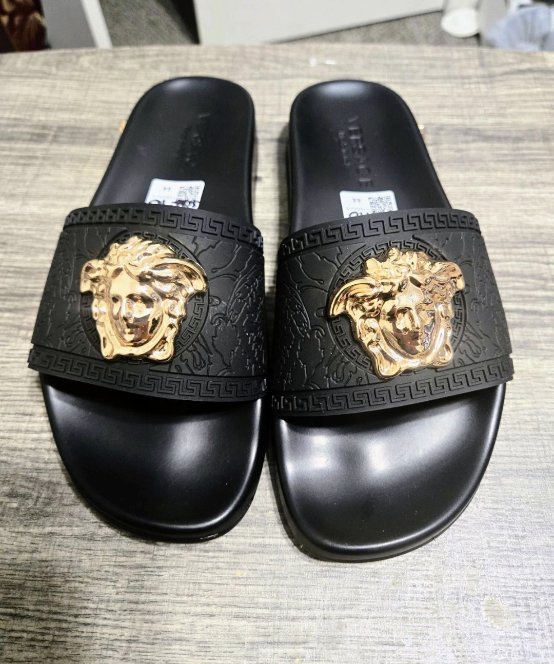 Versace Men's Size:10 Black Golf Medusa Palazzo Sandals Slides Flip Flops