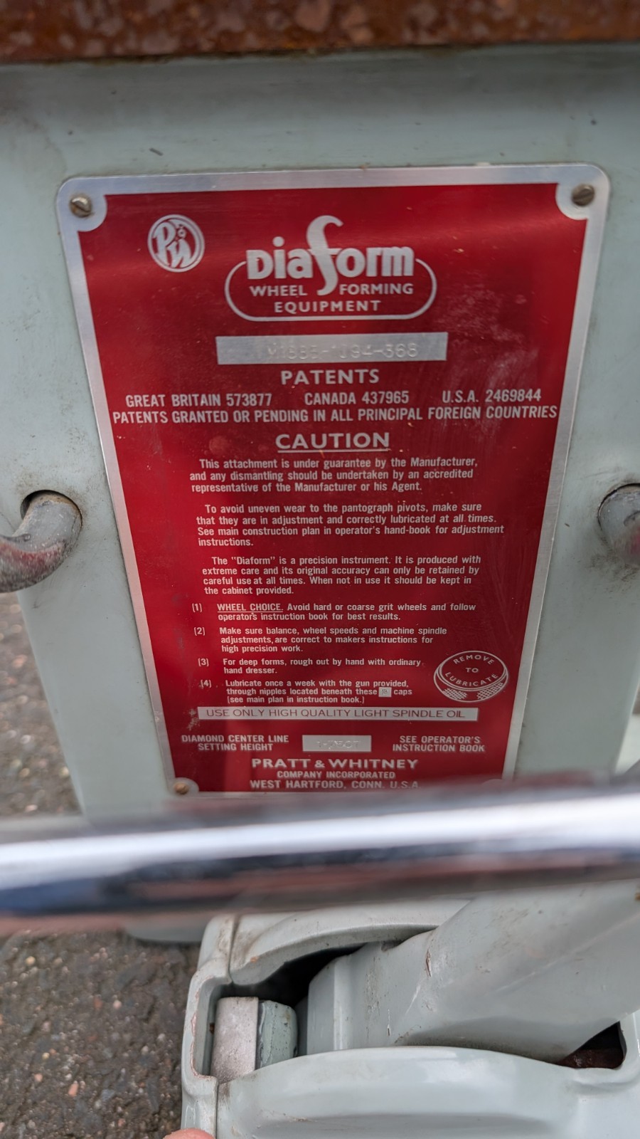 Pratt & Whitney Diaform Wheel Forming Equipment Untested