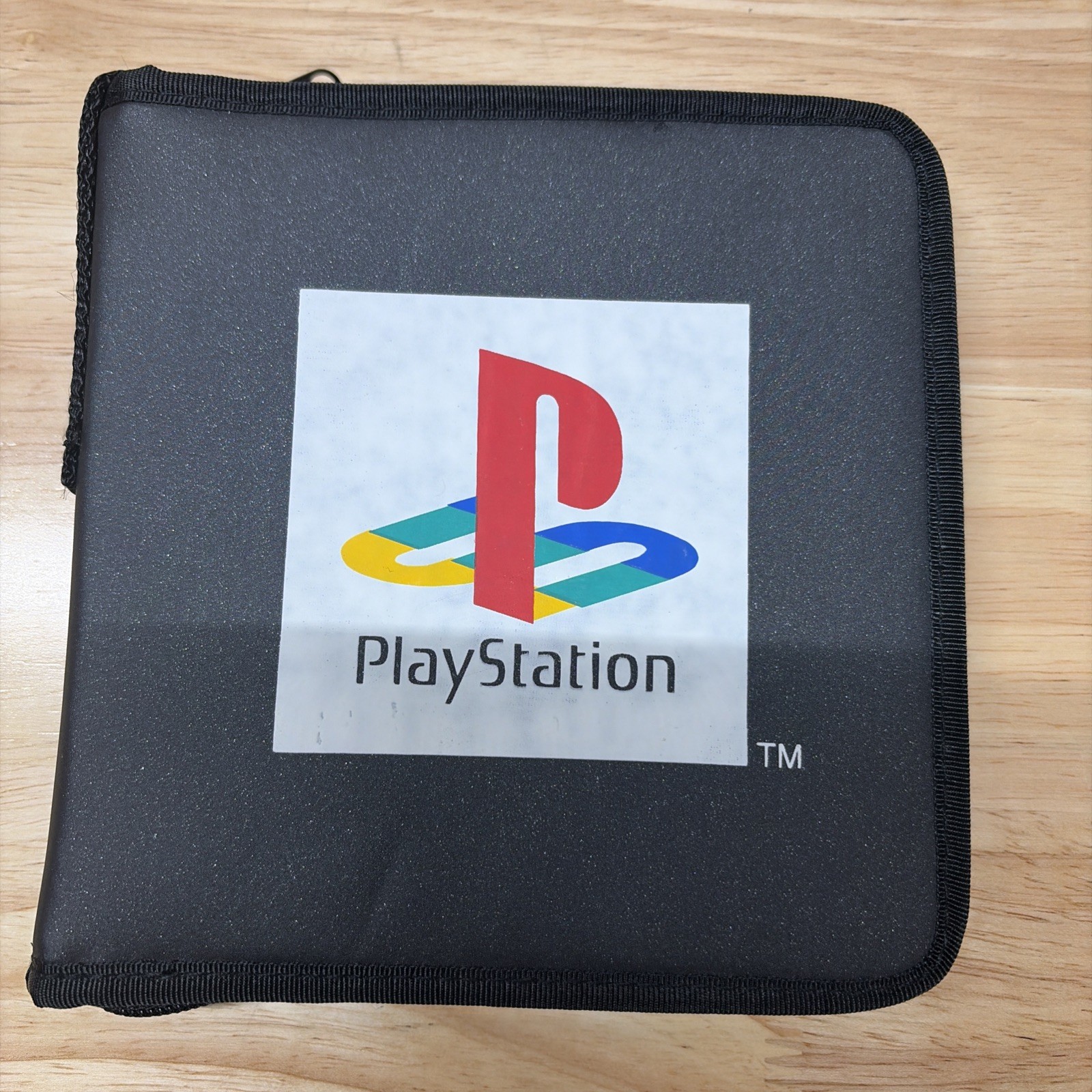 Vintage PlayStation Black CD Wallet Case Holder PS1 Logo Zip Pouch Disc Storage
