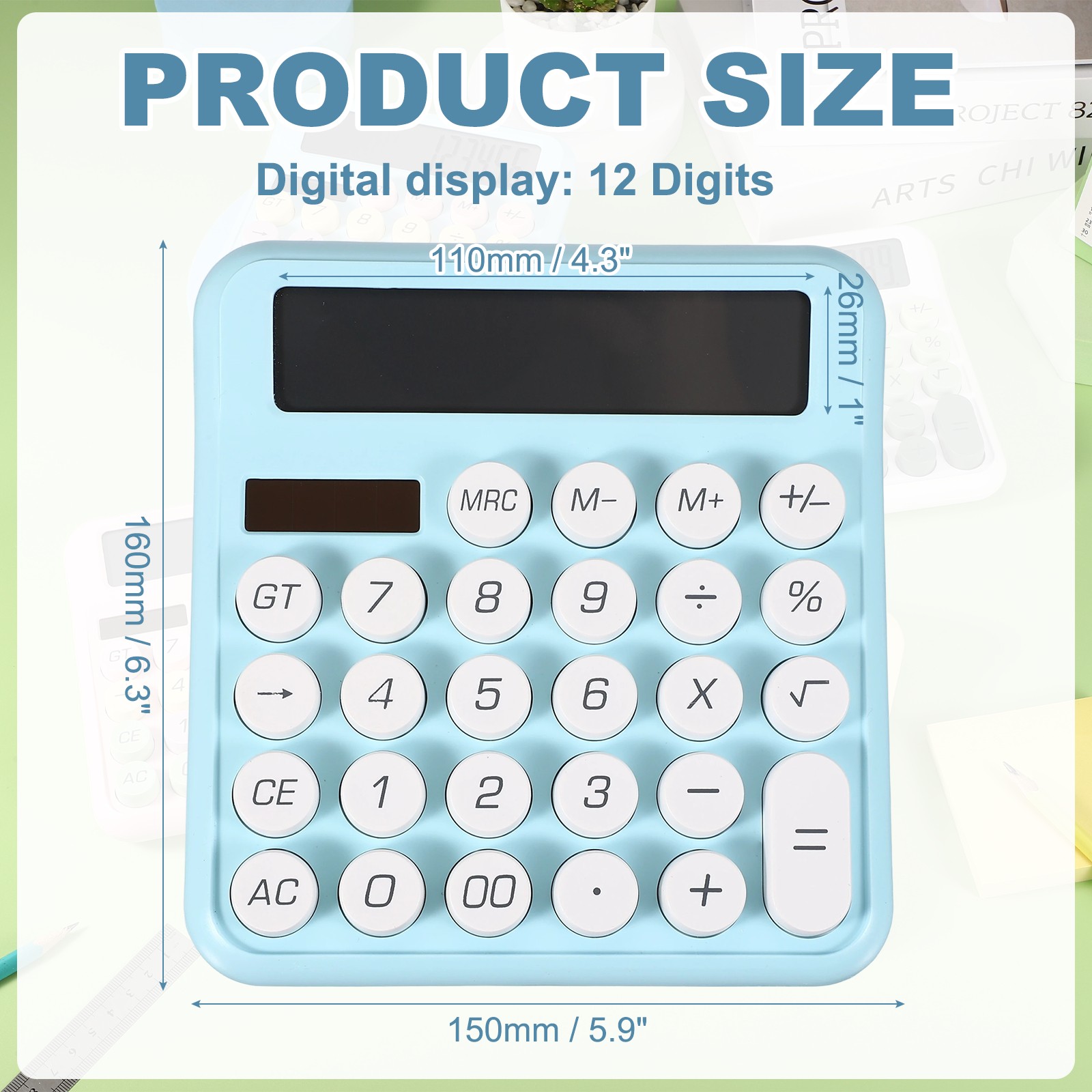 Cute Calculator Desk Calculator Basic Big Button, Blue
