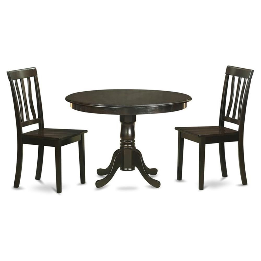 East West Furniture Hartland 3-piece Traditional Wood Dining Set in Cappuccino