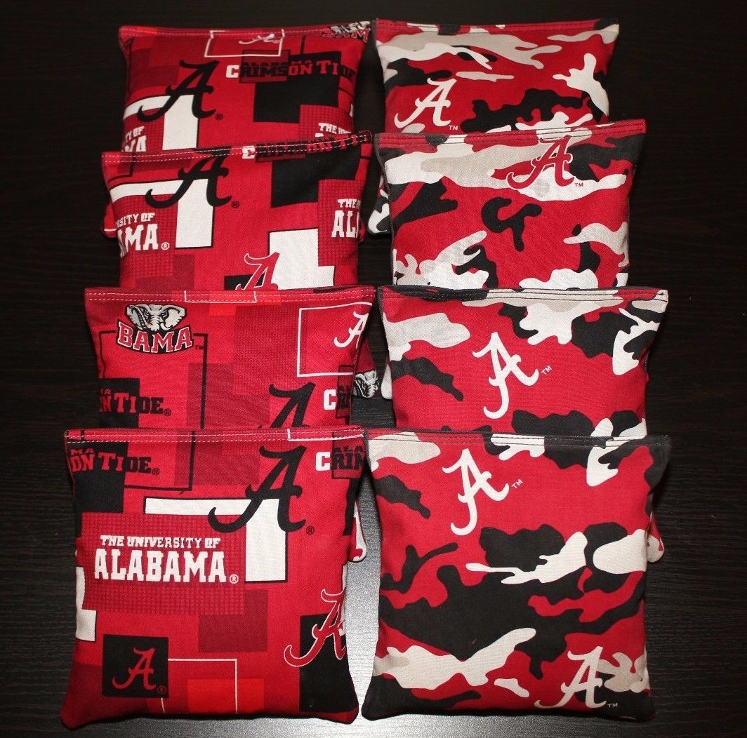 University of ALABAMA CRIMSON TIDE 8 CORNHOLE BEAN BAGS All Weather Resin Filled