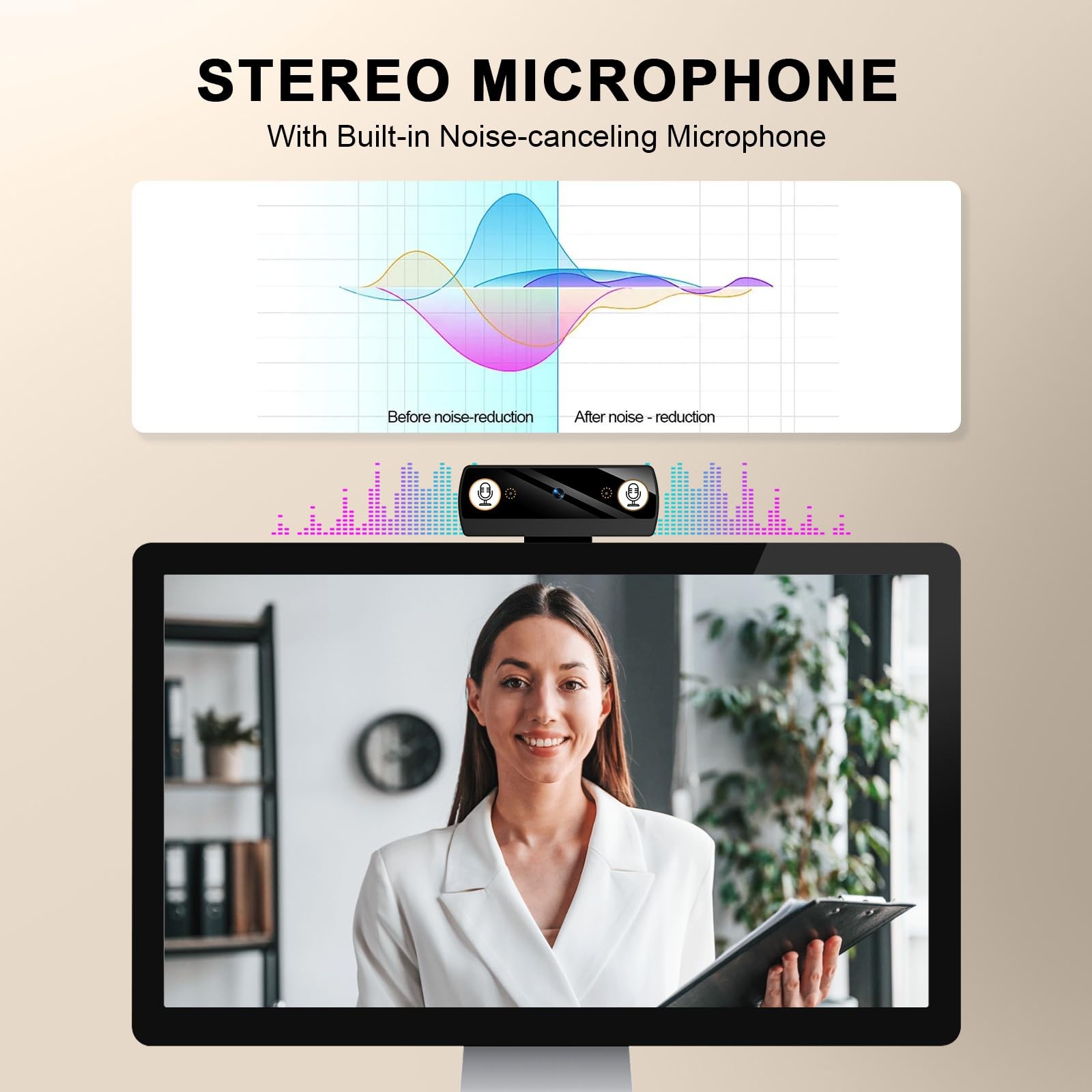 Webcam 1080P with Built-In Mic for Desktop Computer PC Mac Laptop Tablet