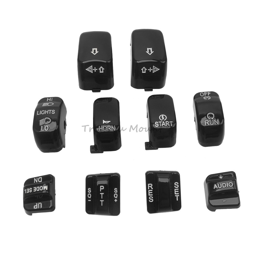 Motorcycle 10pcs Hand Control Switch Button Caps Fits For Harley Electra Glide