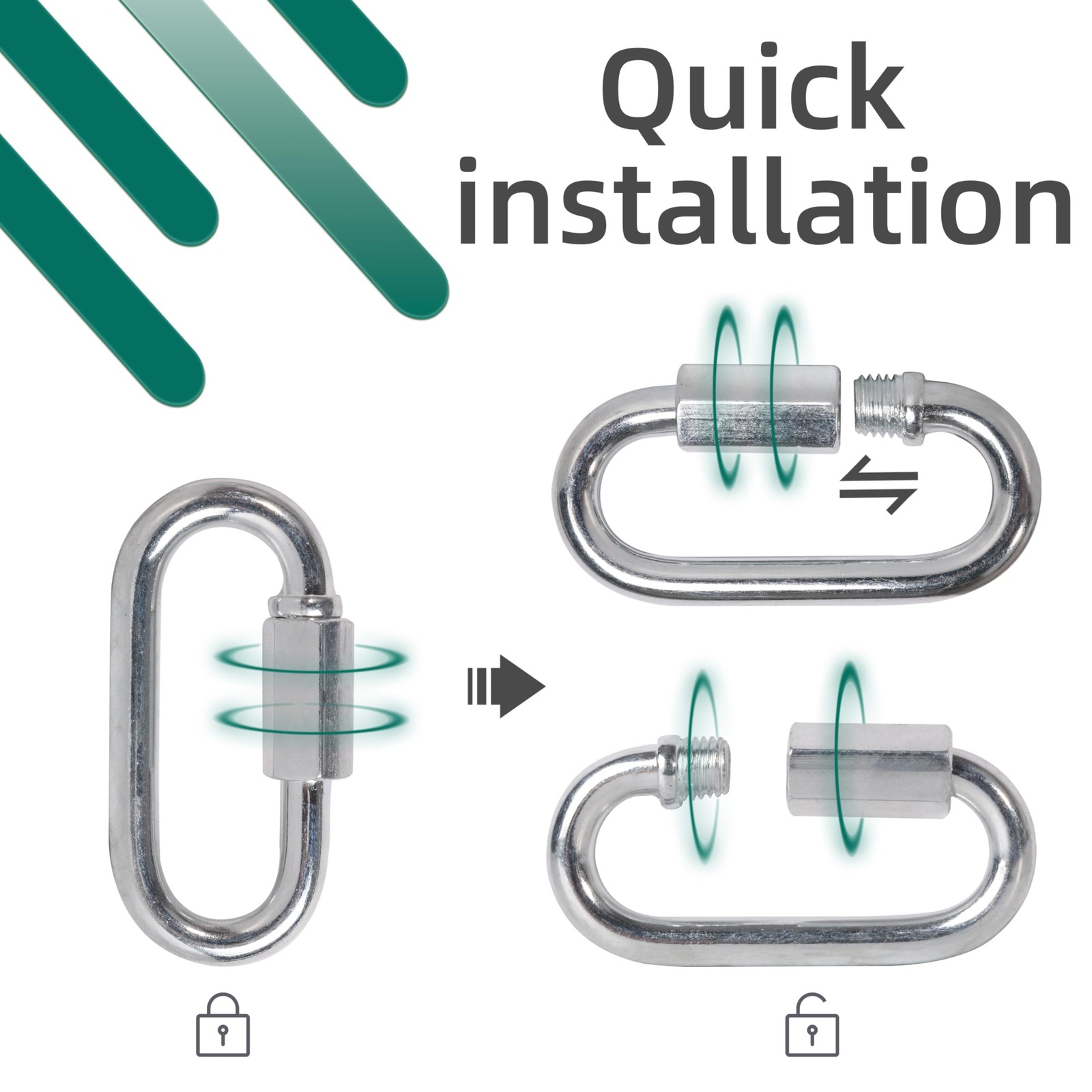 200pcs chain link,1/4 Inch link chains,Heavy Duty Chain Quick Link 660lbs Cap...