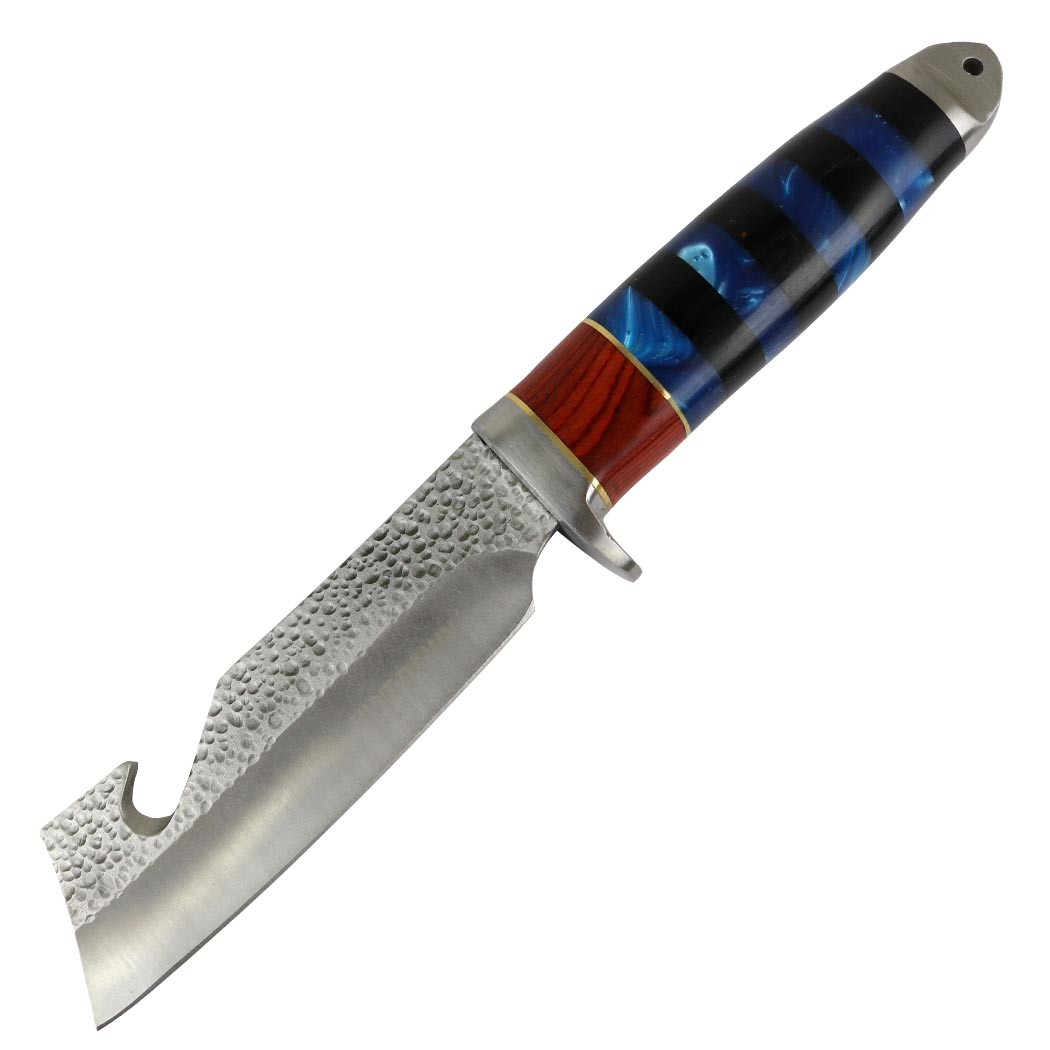 Hunt-Down 9.5"" Stainless Steel Hunting Knife Wood & Pearl Handle Tanto Blade Ne