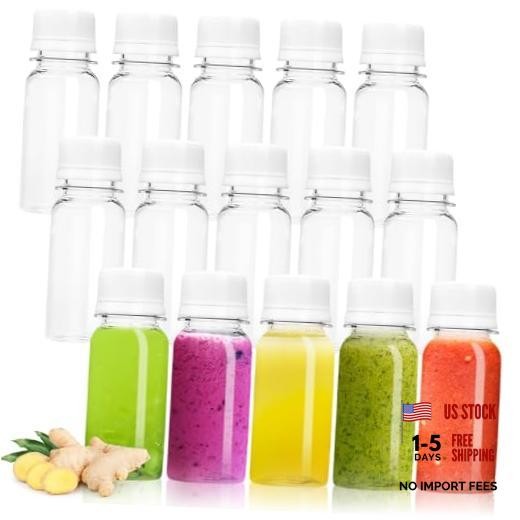 30 Pcs 2 Oz Small Plastic Bottles for Liquids,Ginger Shot with White 30-White