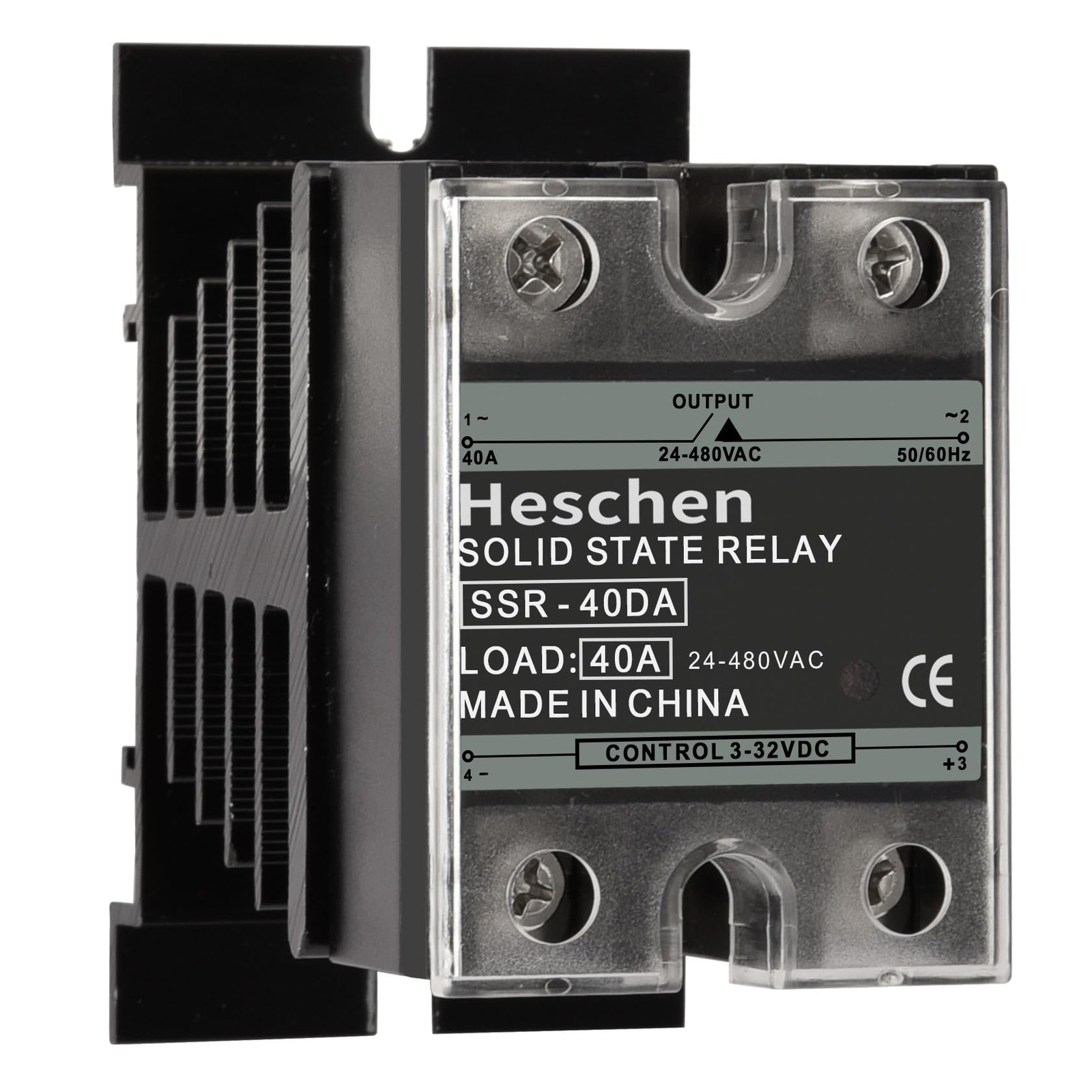 SSR-40DA Single Phase DC/AC Solid State Relay Input 4-32VDC Output 24-480V