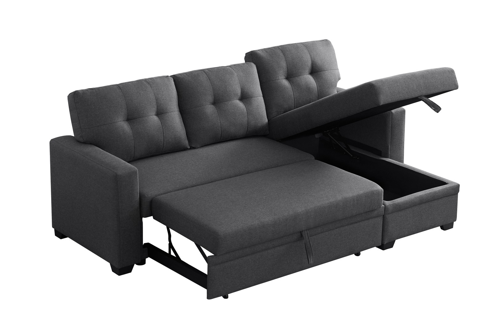 Convertible Upholstered Sectional Sofa with Pull-out Chaise