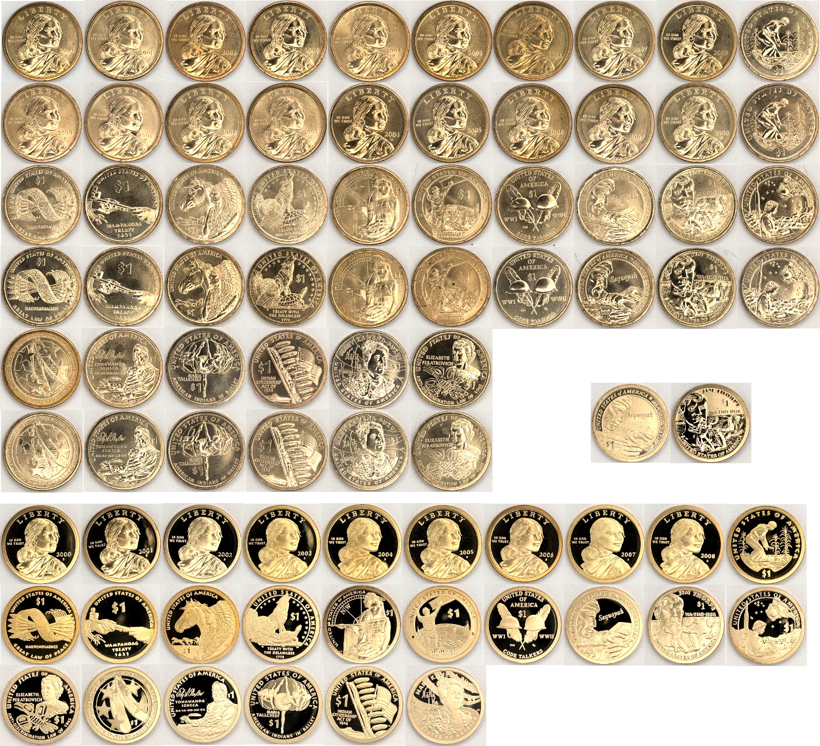 2000 - 2026 Sacagawea Native American 83 Coin PDS BU Set w2 Special Issue Coins