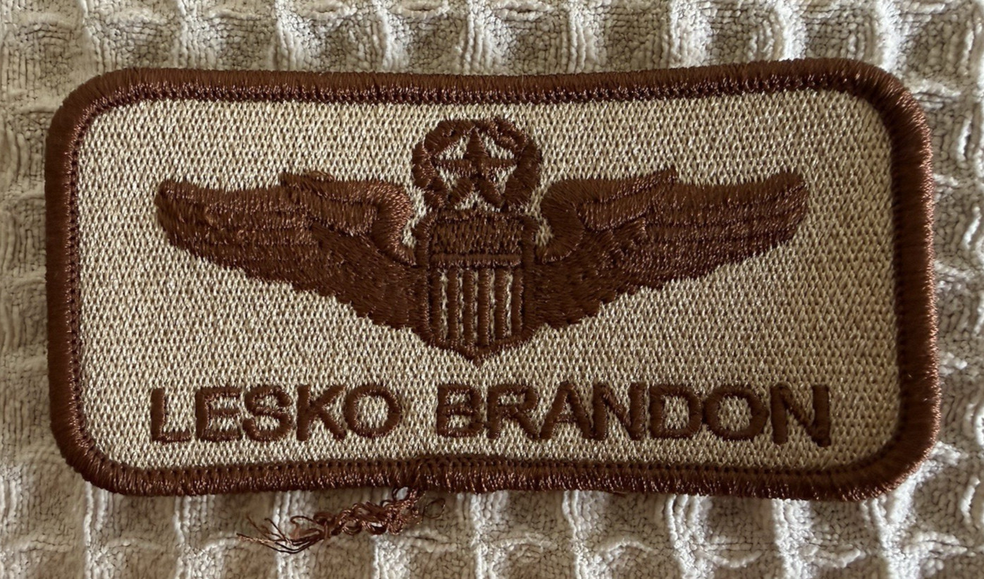 USAF Flight Crew Name Tag Patch Tan Brown Named