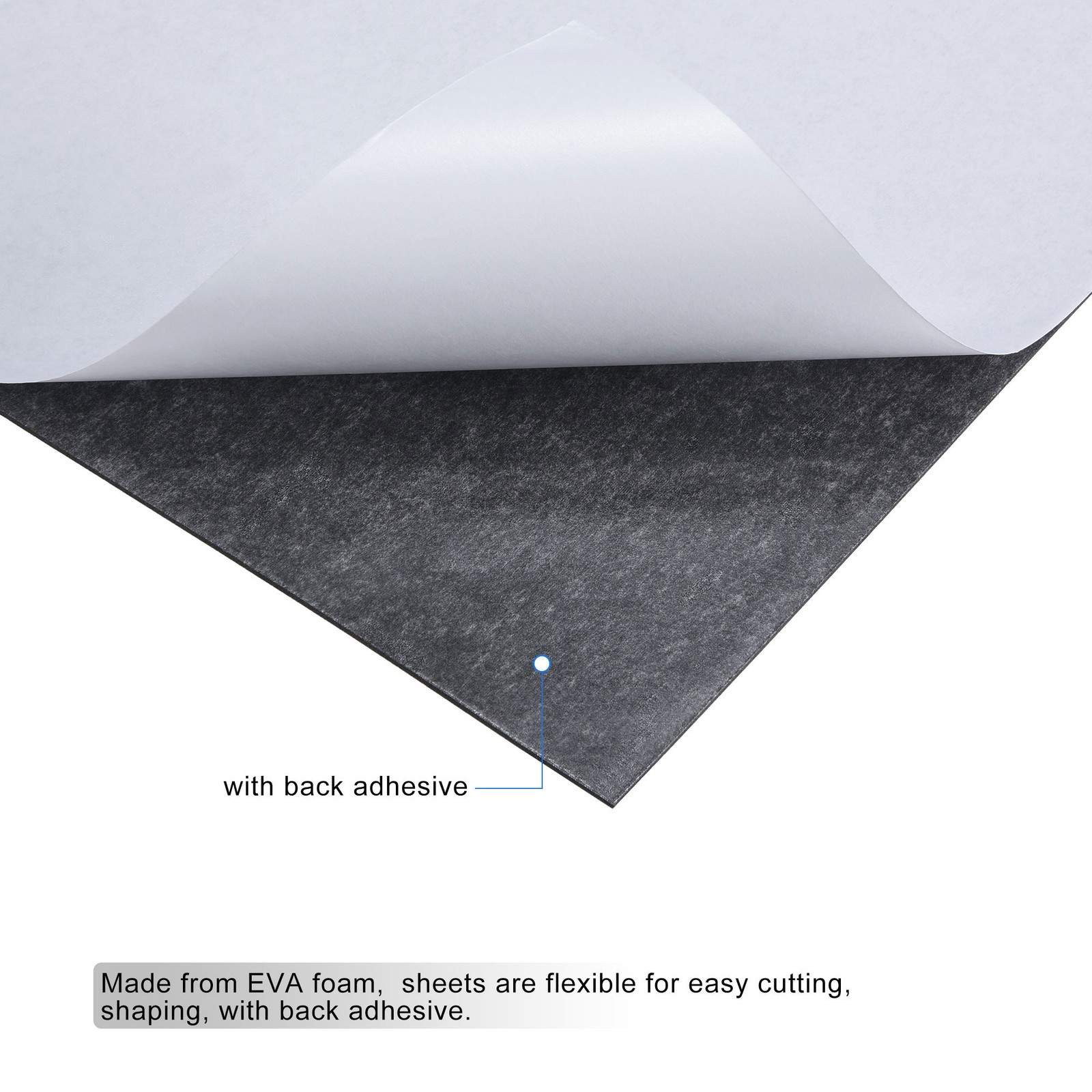 EVA Foam Sheets Black Self Adhesive Back 6.56ft 11.8" 1mm Thickness