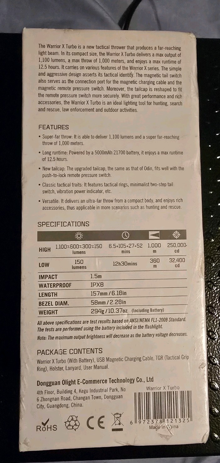 [BNIB] Olight Warrior X Turbo LED Flashlight - 1100 Lumens